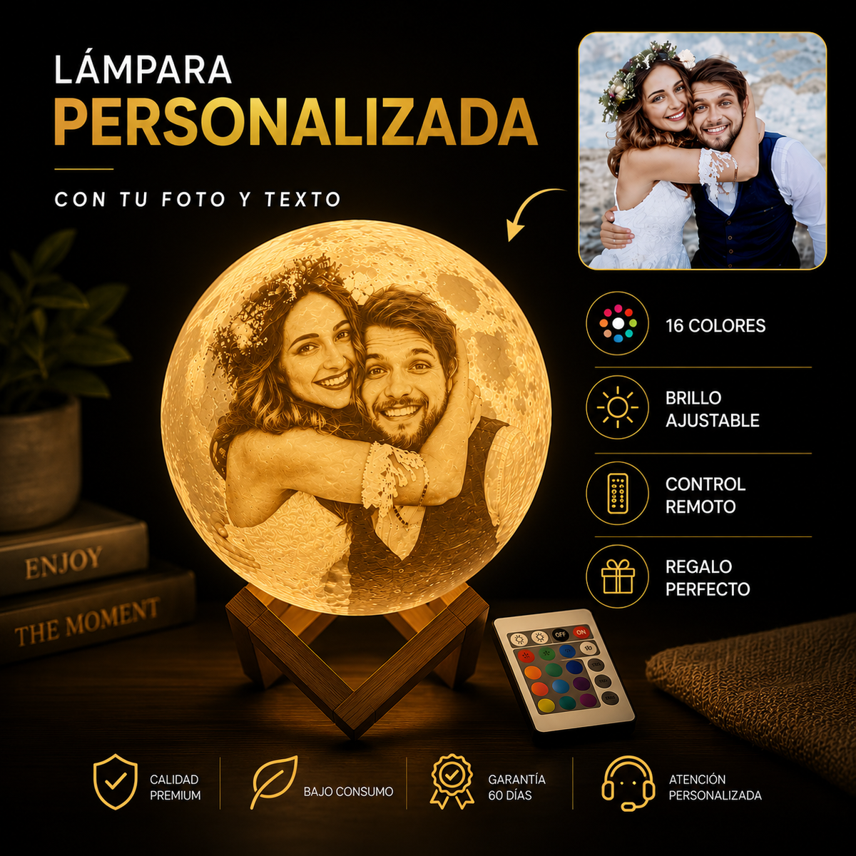 Lámpara Luna 3D Personalizada