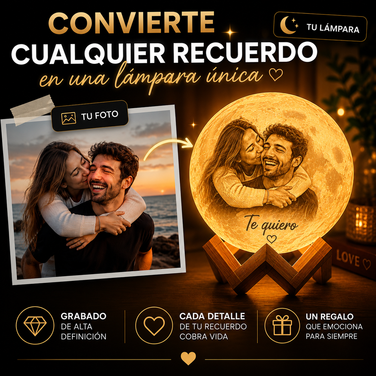 Lámpara Luna 3D Personalizada