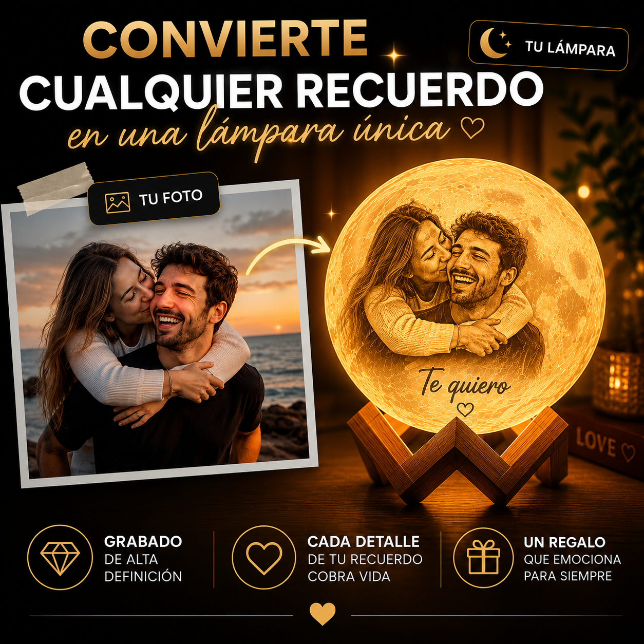 Lámpara Luna 3D Personalizada
