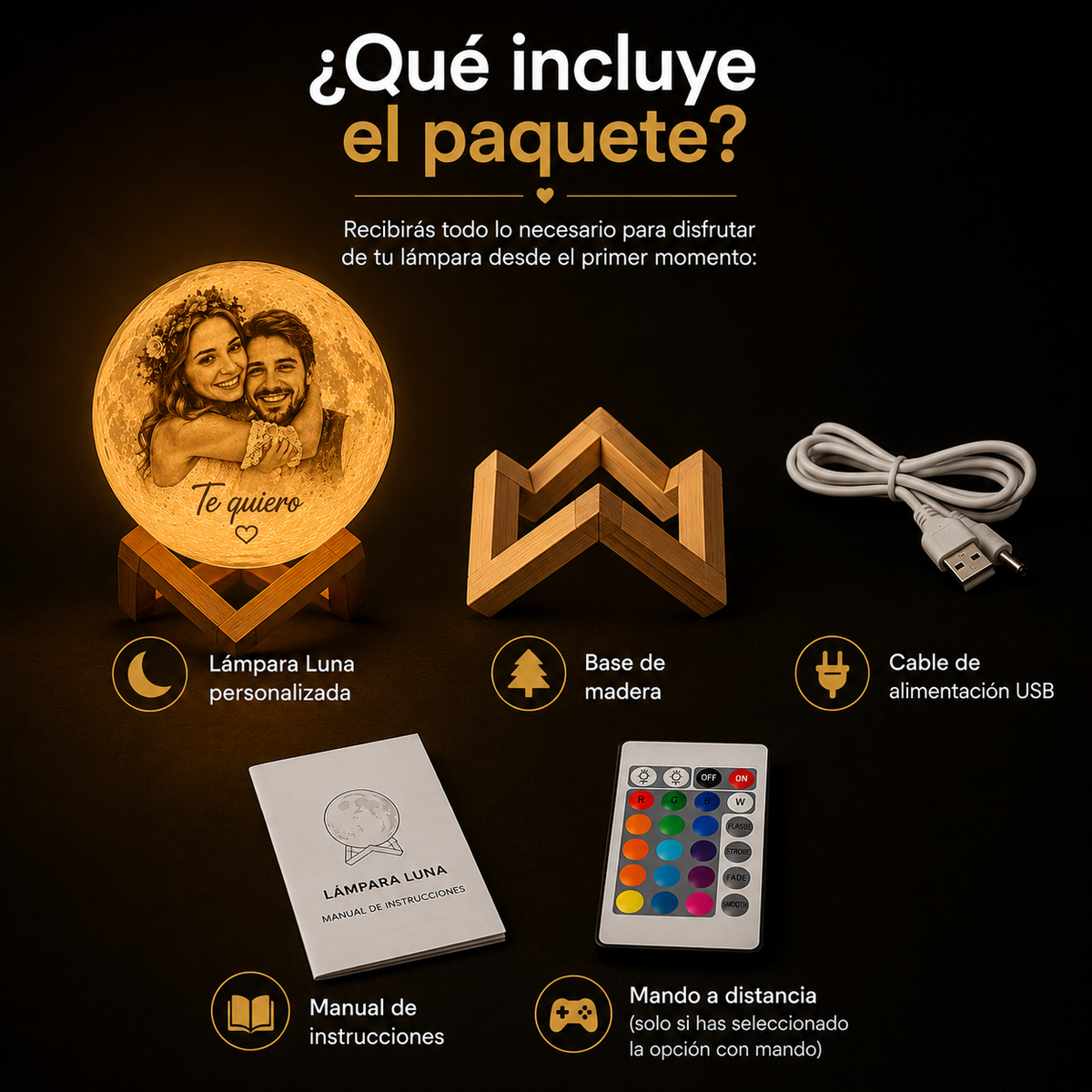 Lámpara Luna 3D Personalizada